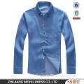 European American style Light blue 100% Organic cotton Denim Retro Cowboy shirt for men with S,M,L,XL,XXL